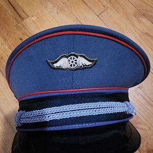 Gray and Black Cap with Red Trim